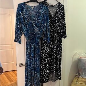 Catherines Blue Wrap Tie Front Midi Dress